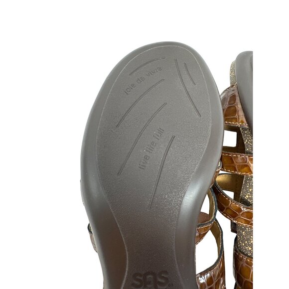 SAS Women’s Allegro Sandals Medium Cognac Croc Women's Size 9W - Picture 12 of 12